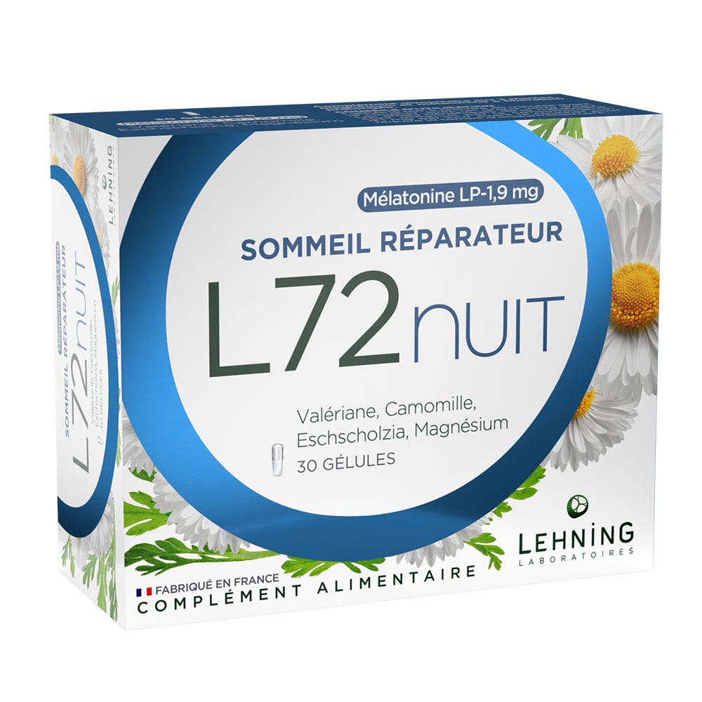 Lehning L72NUIT Mélatonine 1,9mg Sommeil réparateur 30 gélules