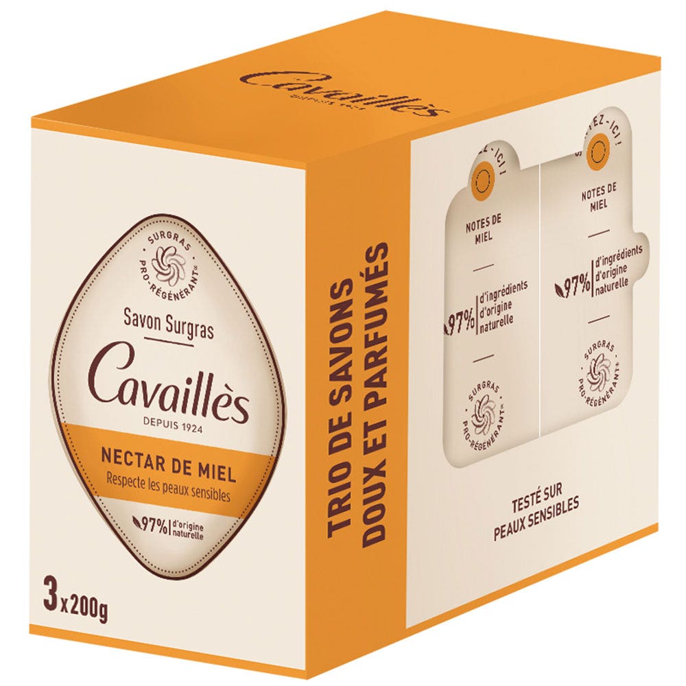 Cavaillès Surgras Pro-Régénérant Savon Nectar de Miel 3x200g