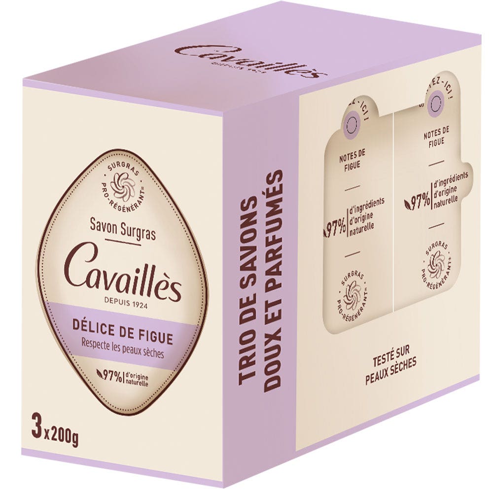 Cavaillès Surgras Pro-Régénérant Savon Délice de Figue 3x200g