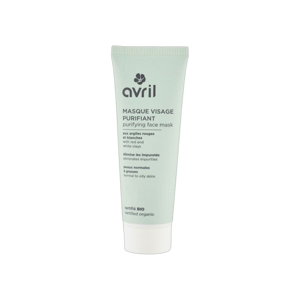 Avril Masque purifiant aux argiles rouges et blanches bio Peaux normales a mixtes 50ml