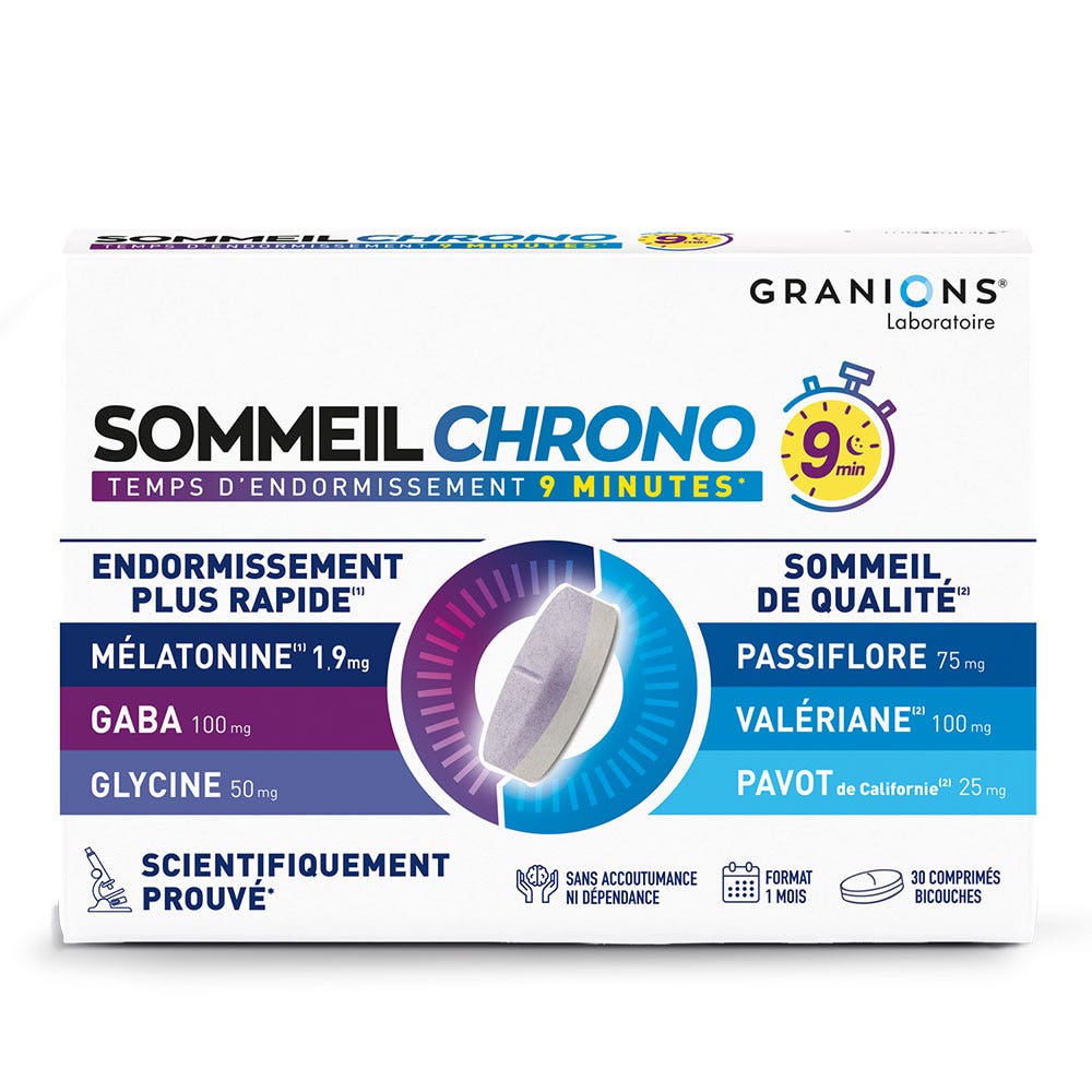 Granions Sommeil Chrono 9 minutes 30 comprimés