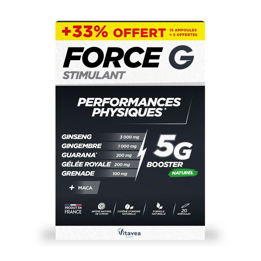 Vitavea Santé Force G Stimulant Performances Physiques 5G Booster Naturel 20 Ampoules