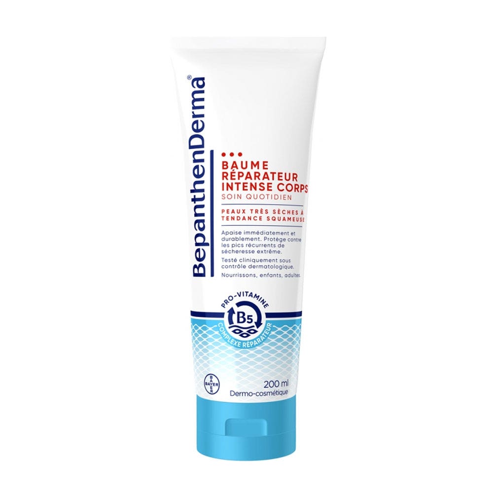 Bepanthen Derma Baume Réparateur Intense Corps Peaux Très Sèches à Tendance Squameuse 200ml