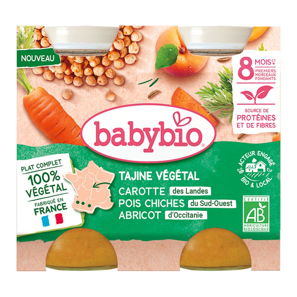 Babybio 100% Végétal Plat Complet Bio Dès 8 Mois Premiers Morceaux Fondants 2x200g