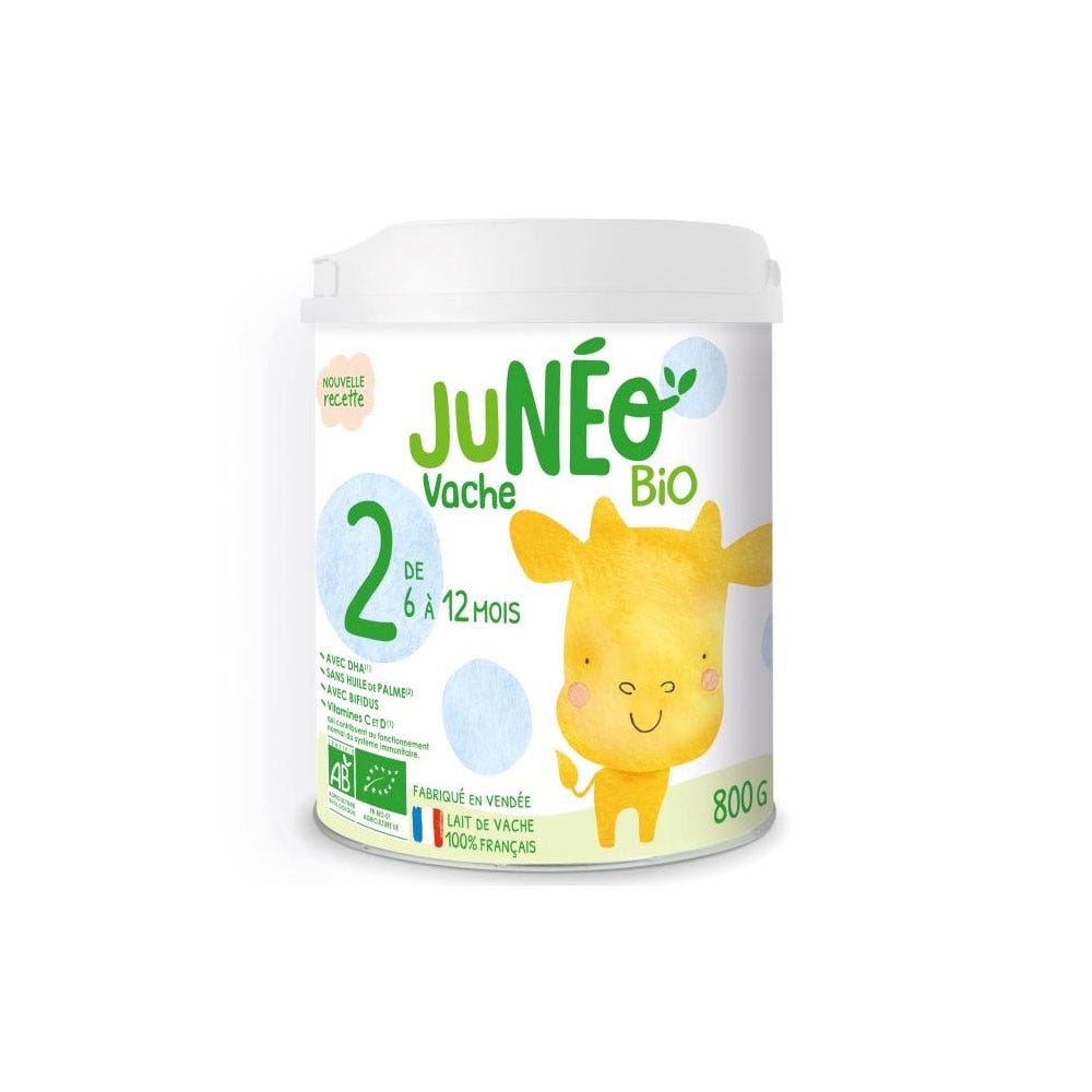 Juneo Lait Infantile 2ème Age Au Lait De Vache Bio De 6 à 12 mois 800g