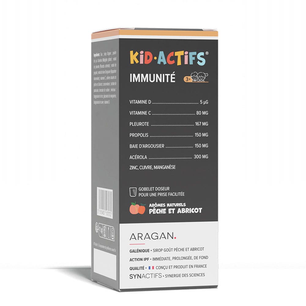 Aragan Synactifs Sirop KidActifs Immunité Renforcement des défenses immunitaires 125mL