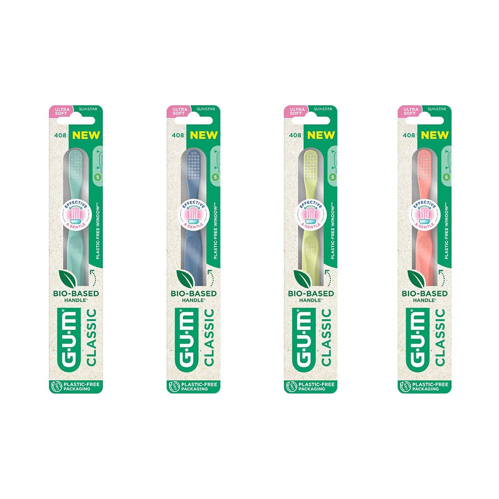 Gum Classic Brosse À Dents Bio-Sourcée Ultra Souple 15/100e Compacte x1