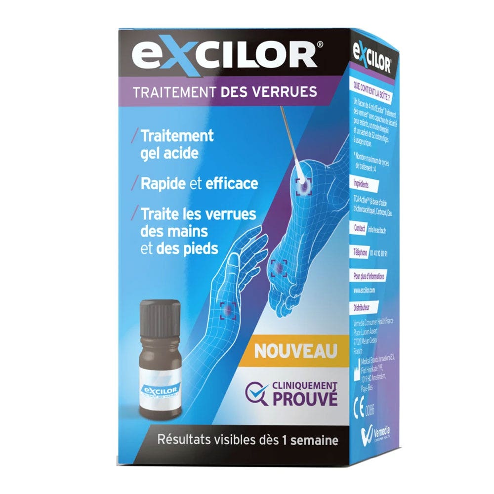 Excilor Traitement Par Gel Acide Des Verrues Mains Et Pieds 4ml