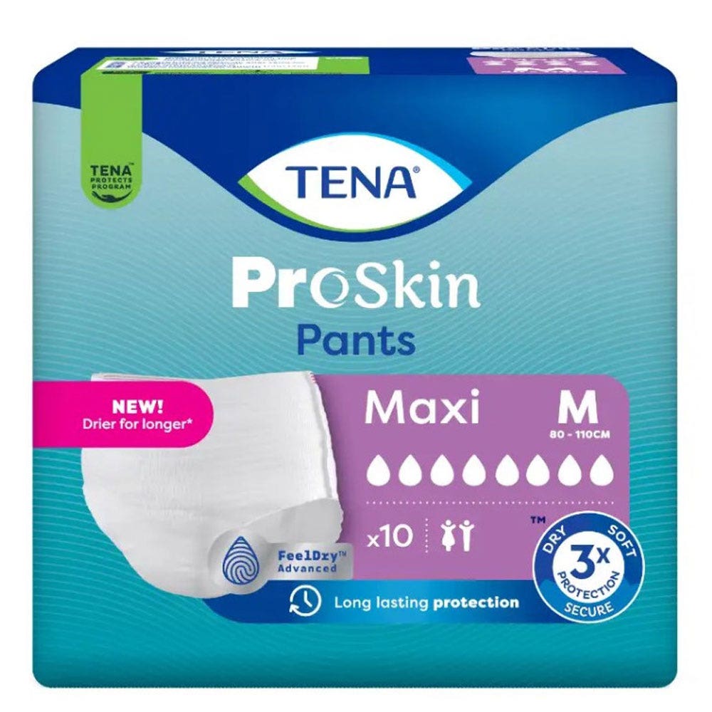 Tena Proskin Maxi Pants Culottes Absorbantes Fuites Urinaires Taille M 80-110cm x10