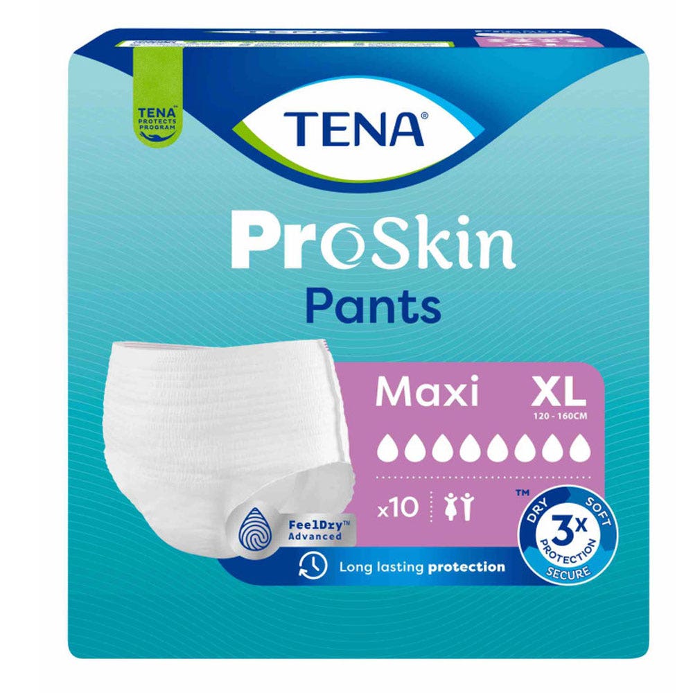 Tena Proskin Maxi Pants Culottes Absorbantes Fuites Urinaires Taille XL 120-160cm x10