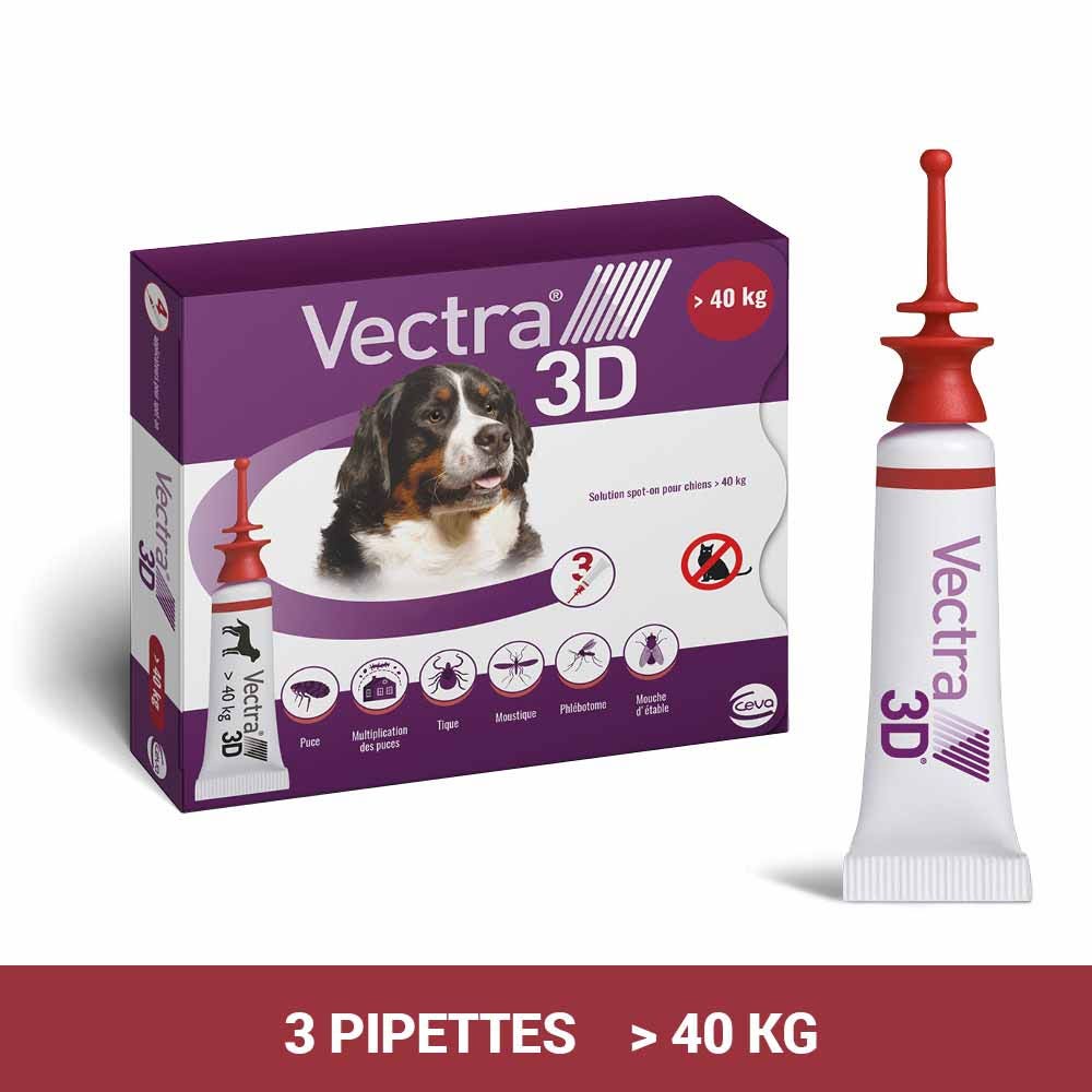 Vectra 3D Solution spot-on pour chiens > 40 kg 3 pipettes