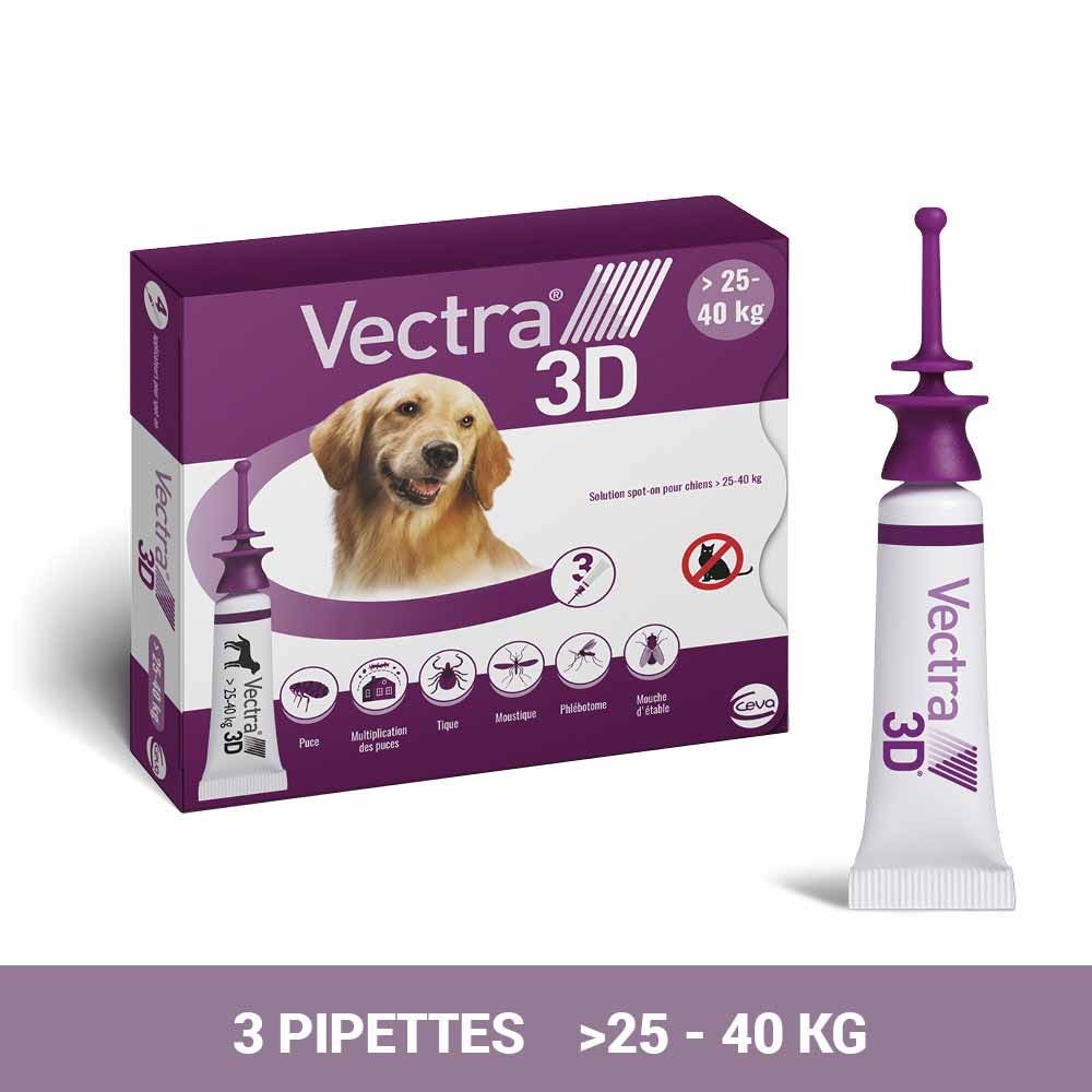 Vectra 3D Solution spot-on pour chiens >25-40kg 3 pipettes