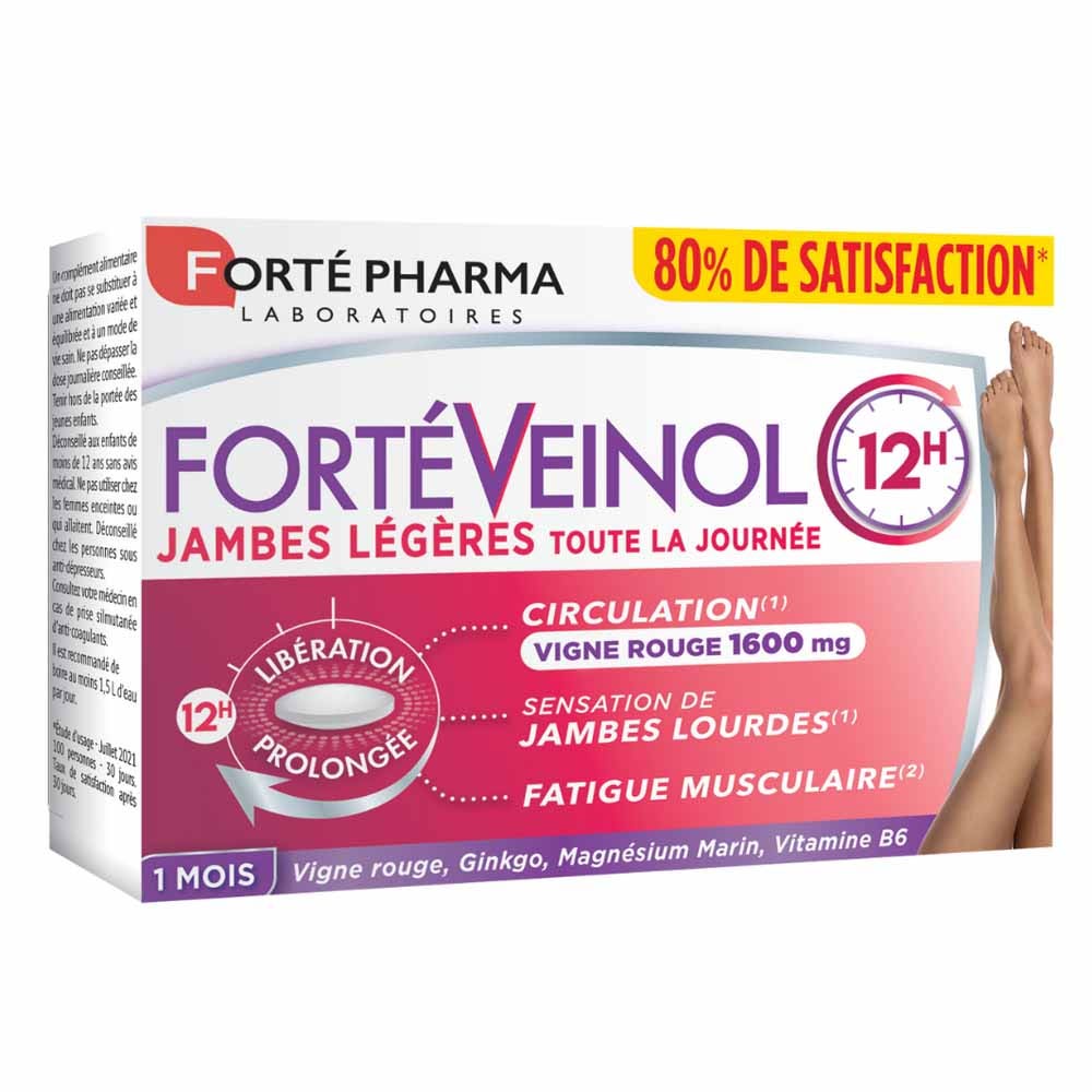 Forté Pharma Forté Veinol Vigne rouge Circulation et Jambes Lourdes 30 comprimés à Libération prolongée