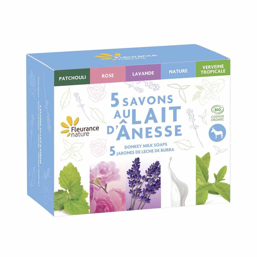Fleurance Nature Coffret 5 Savons Au Lait D'Anesse Bio 500ml