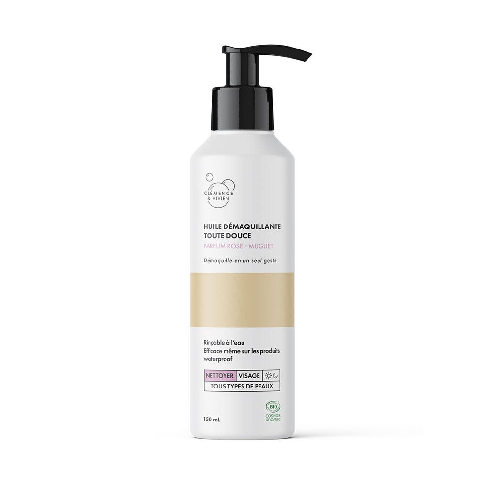 Clemence&Vivien Huile Démaquillante Toute Douce Bio Parfum Rose - Muguet 150ml