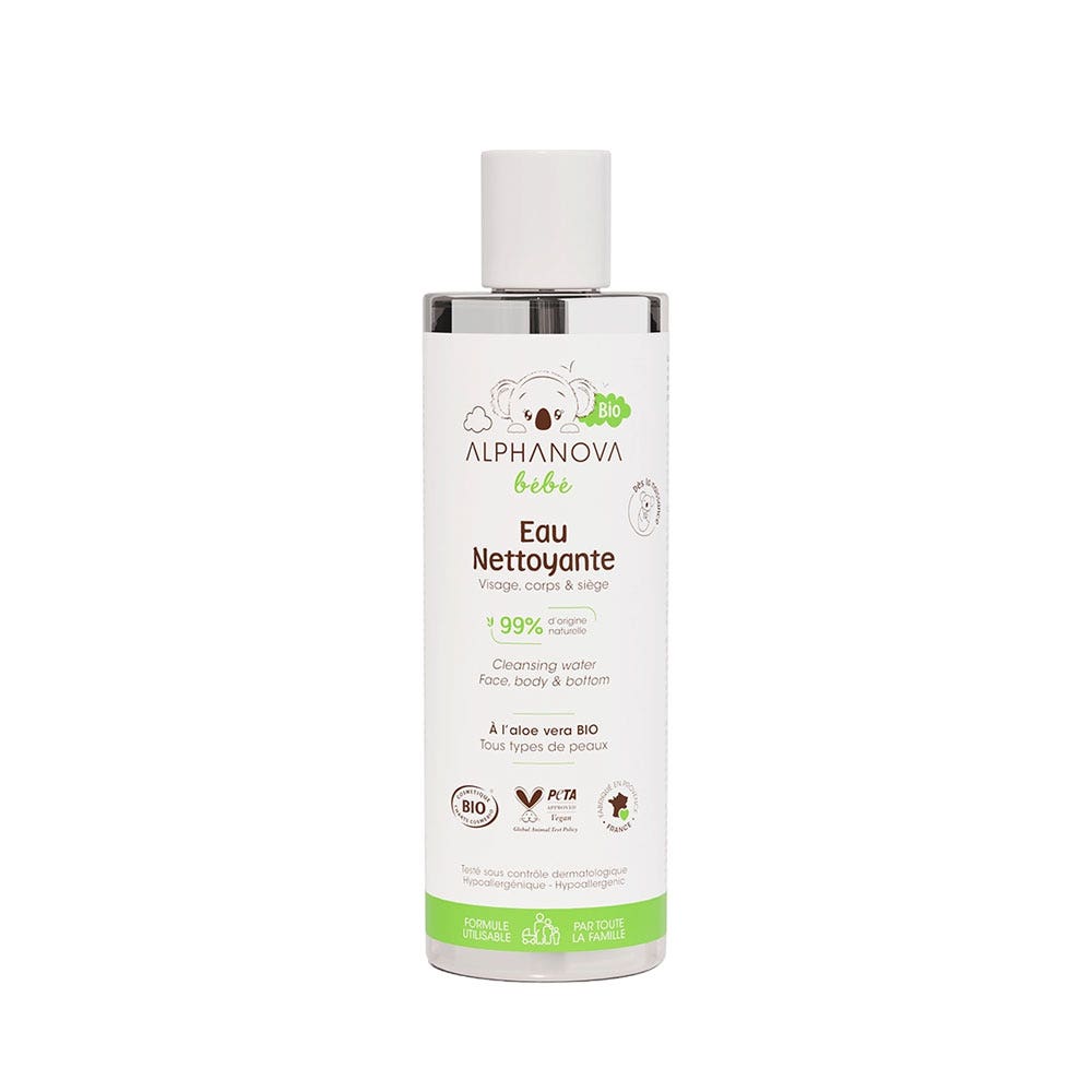 Alphanova Bébé Eau Nettoyante Visage, Corps & Siège 200ml