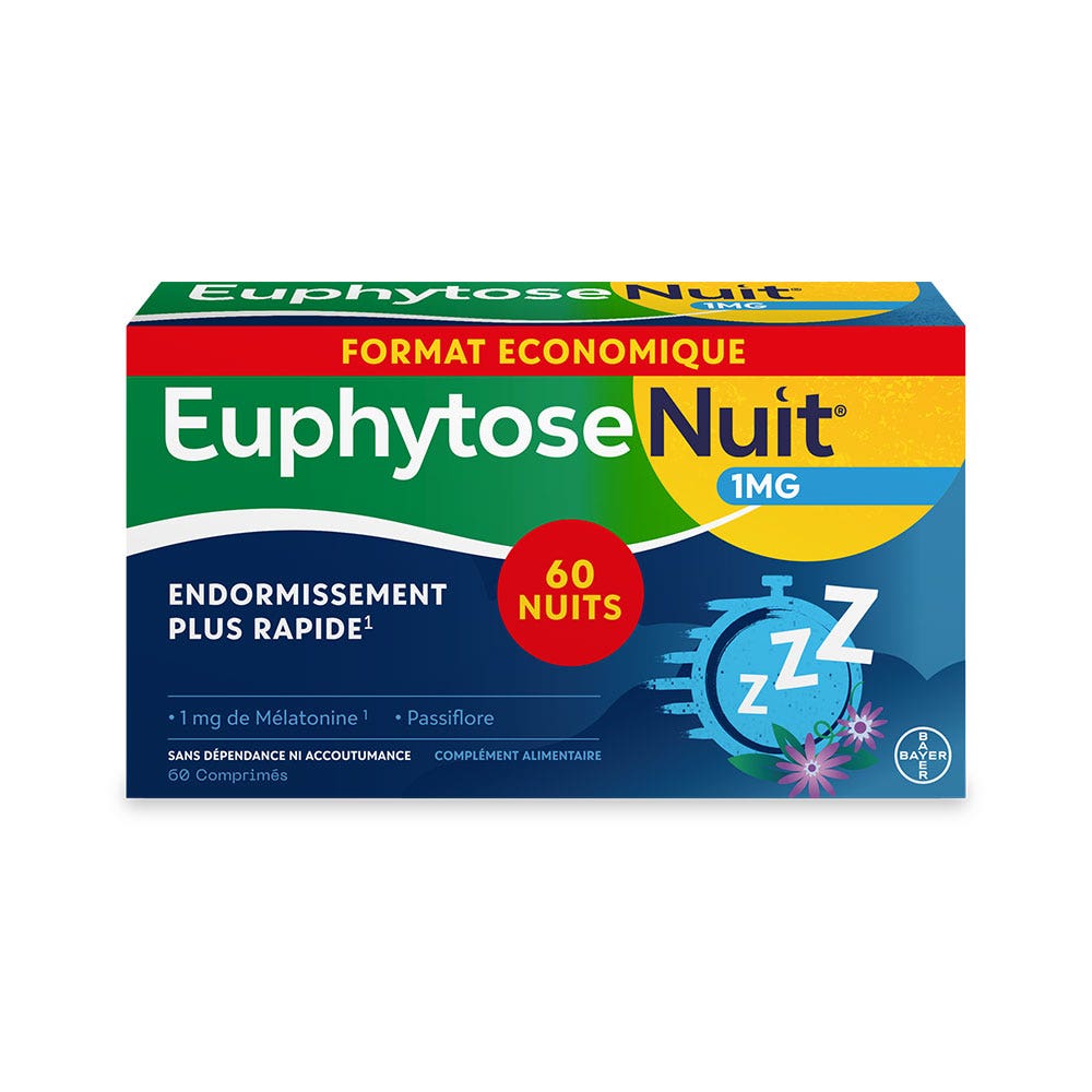 Bayer Euphytose Nuit 1mg Endormissement Rapide 60 comprimés