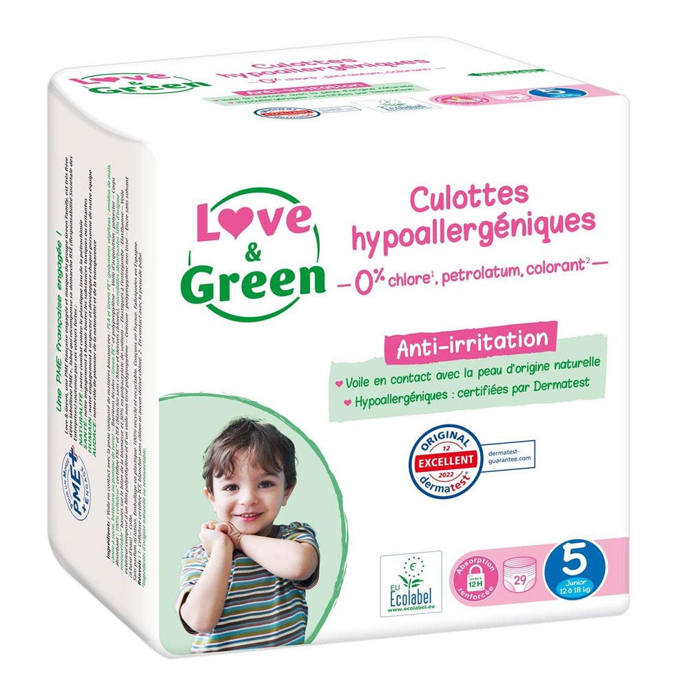Taille 5 Junior 18 culottes 12 à 18kg Love&Green