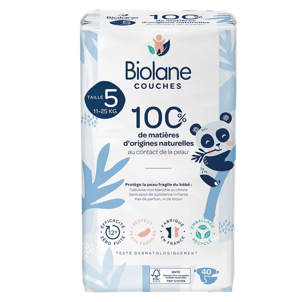 Biolane Naturelles Couches 11 à 25kg Taille 5 x40