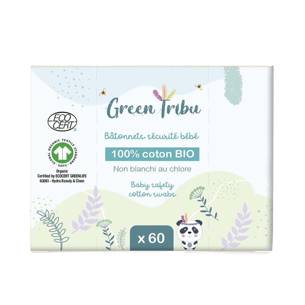 Green Tribu Bâtonnets D'Oreille Sécurité Bébé x60