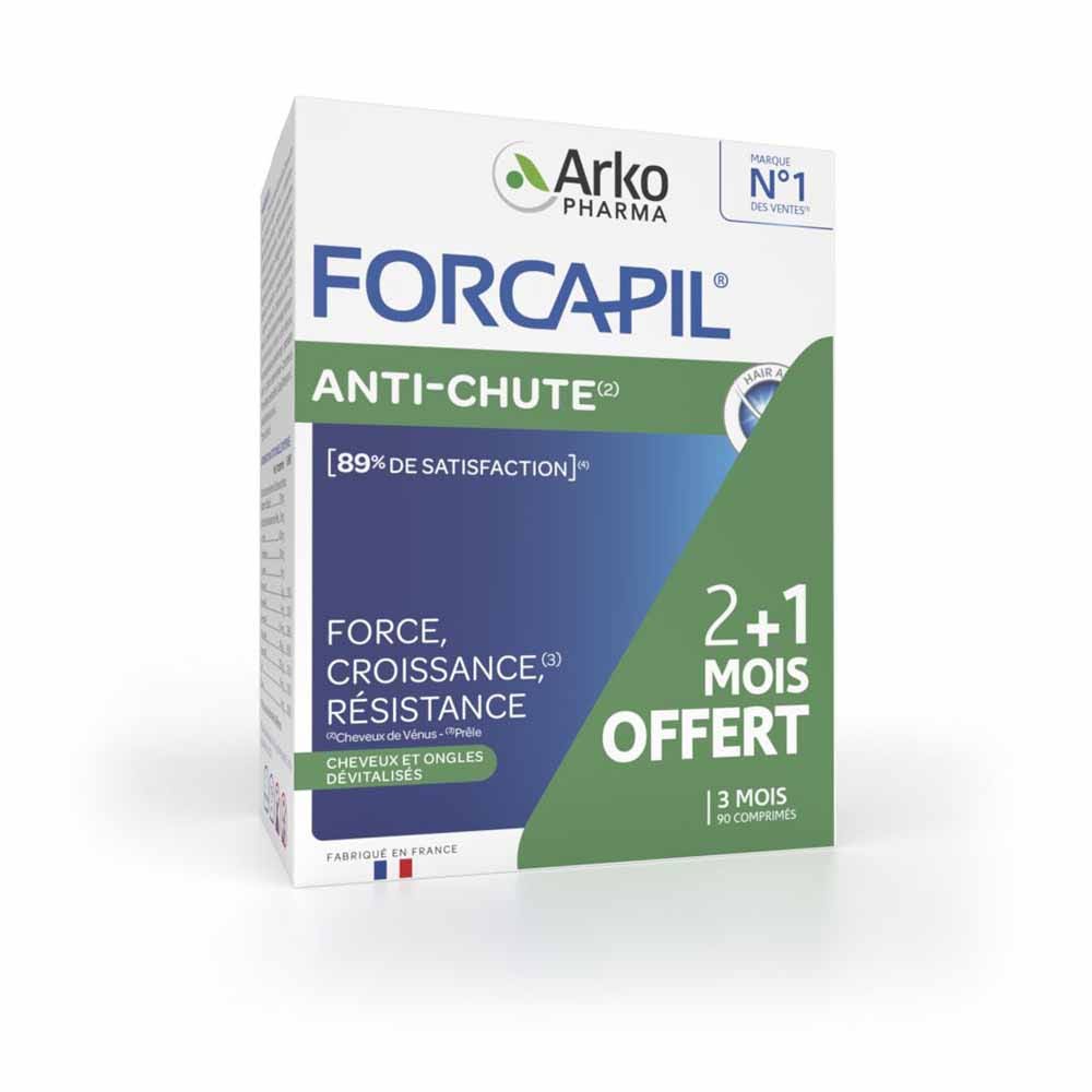 Arkopharma Forcapil Anti-Chute Force Croissance Résistance Cheveux et Ongles Dévitalisés 90 Comprimés