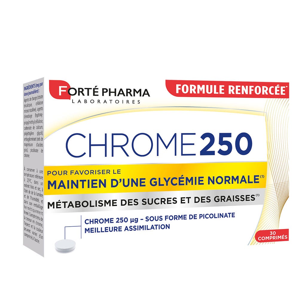 Forté Pharma Chrome 250 Maintien d'une Glycémie Normale 30 comprimés