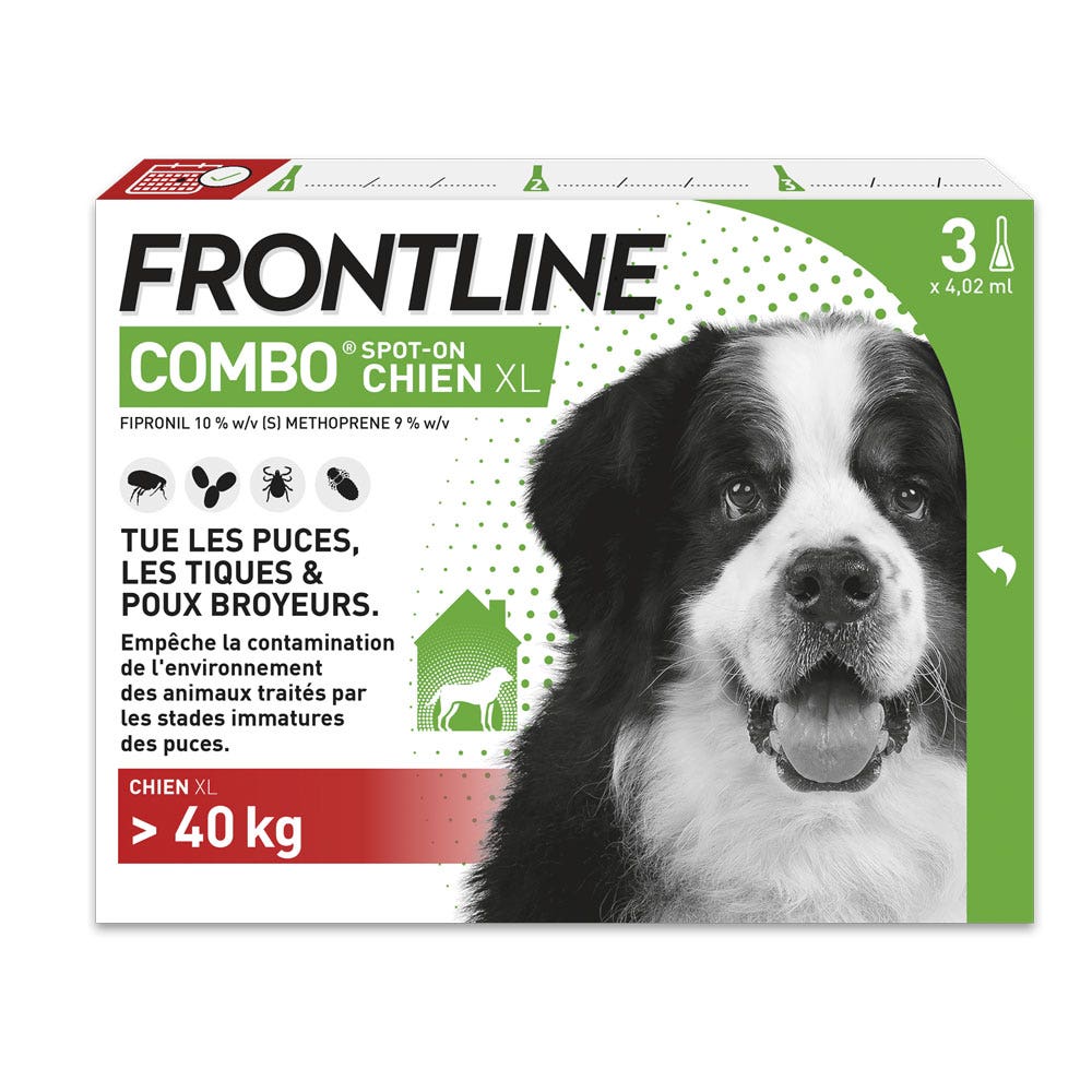 Frontline Combo Spot-on Chien XL Plus de 40kg 3 Pipettes de 4,02ml