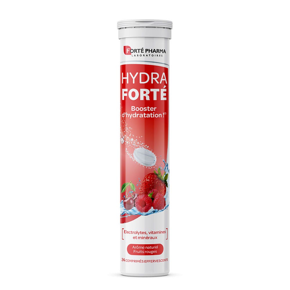 Forté Pharma Hydra Forté Booster D'hydratation Arôme Naturel Fruits rouges 24 comprimés effervescents