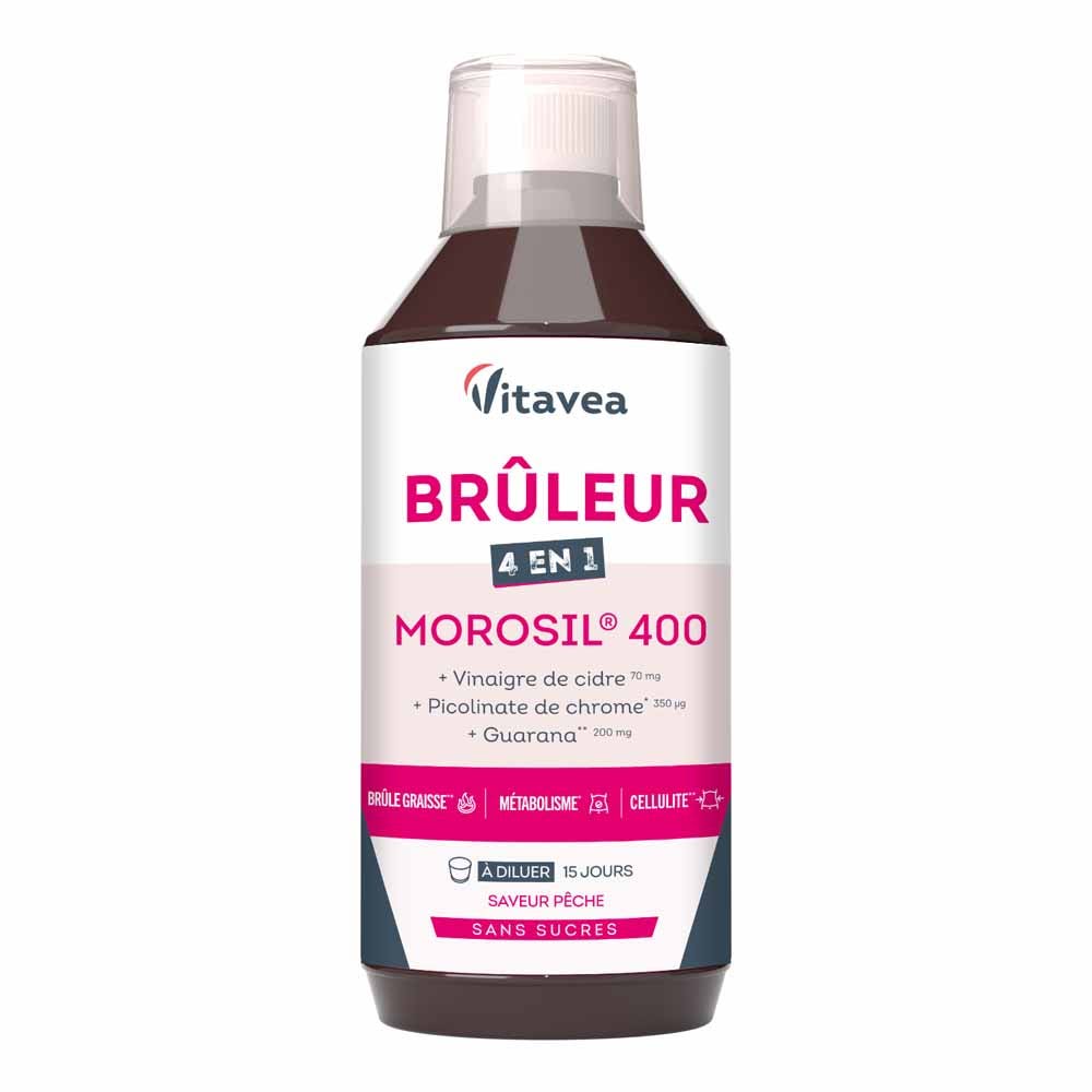 Vitavea Santé Brûleur 4en1 Morosil Brûle Graisse Cellulite Métabolisme Saveur pêche 500ml