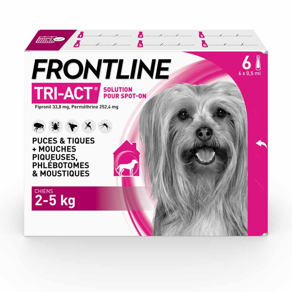 Frontline Tri-act Spot-on Chien de 2-5kg 6 Pipettes de 0,5ml