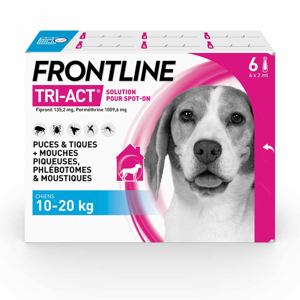 Frontline Tri-act Spot-on Chien de 10-20kg 6 Pipettes de 1ml