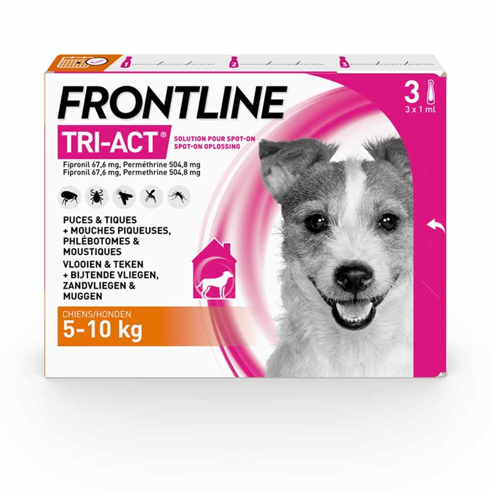 Frontline Tri-act Spot-on Chien de 5-10kg 3 Pipettes de 1ml