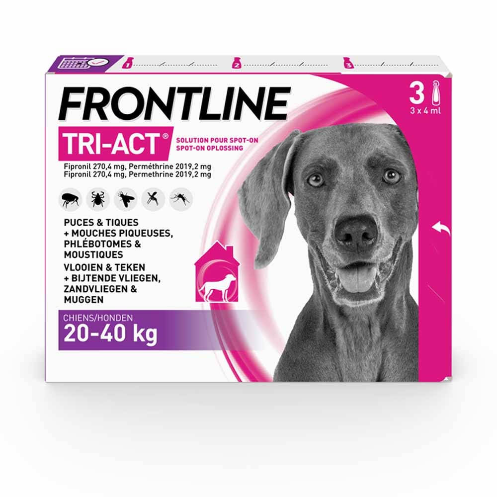 Frontline Tri-act Spot-on Chien de 20-40kg 3 Pipettes de 4ml