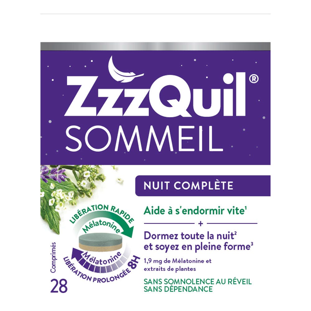 ZzzQuil Sommeil Nuit complète 28 comprimés