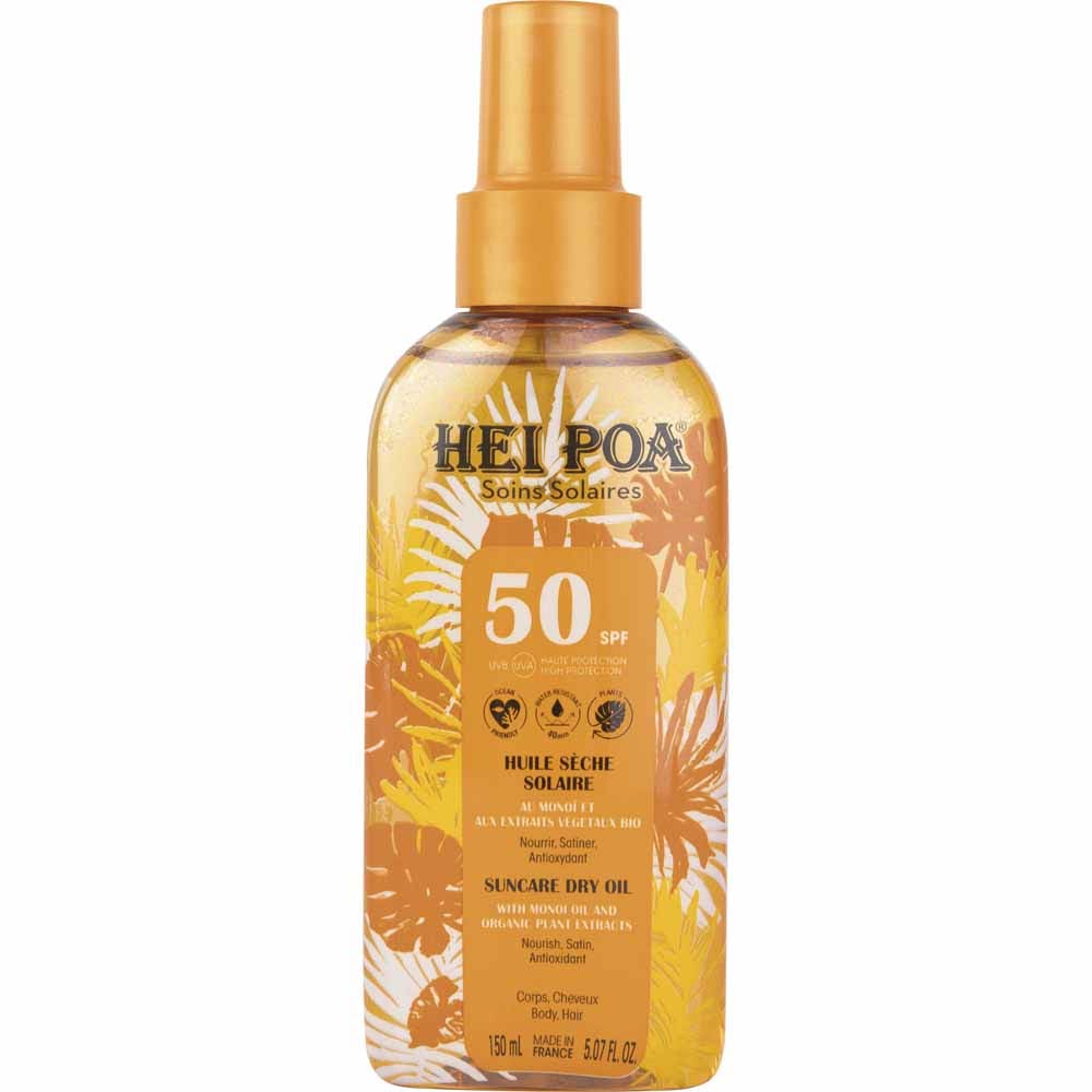 Hei Poa Soins Solaires Huile Sèche Solaire Monoi SPF50 150ml