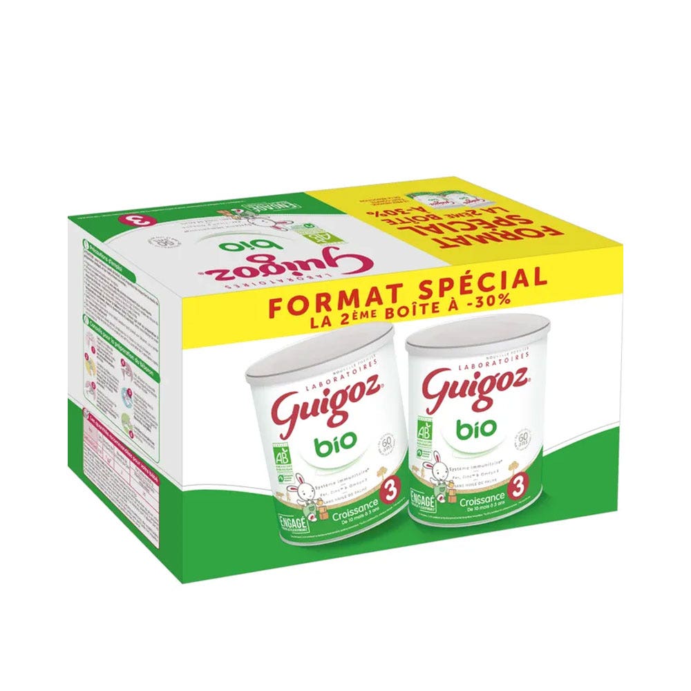 Guigoz Bio Lait De Croissance En Poudre 3 Format Spécial De 10 Mois À 3 Ans 2x800g