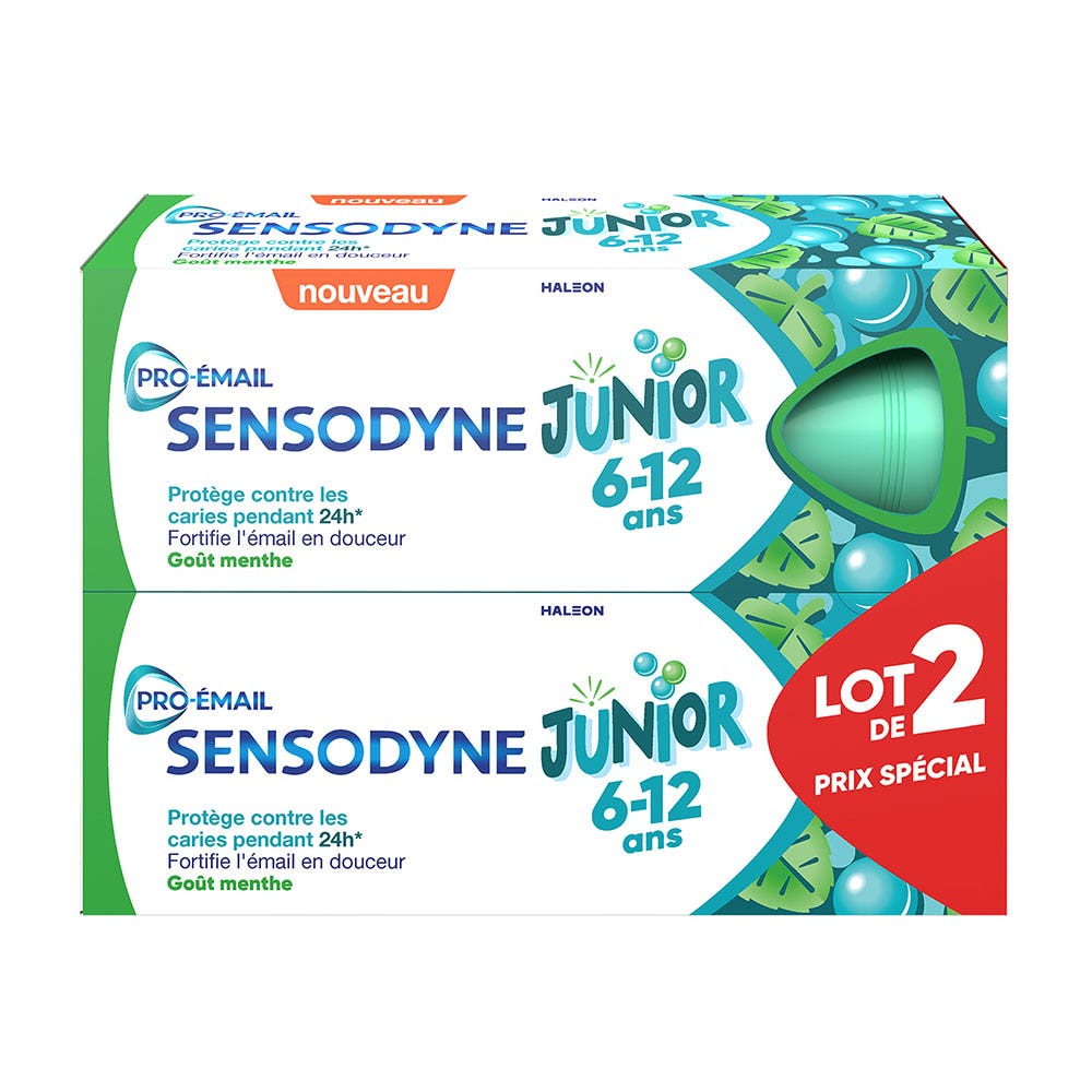 Sensodyne Pro-Email Dentifrice Junior 6 à 12 Ans Menthe Douce 2x50ml