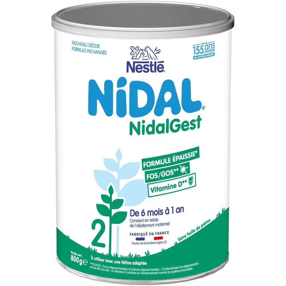 Nestlé Nidal Lait En Poudre NidalGest 2 Formule Épaissie De 6 Mois À 1 An 800 g