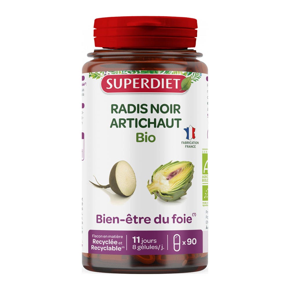 Superdiet Radis Noir Artichaut Bio 90 Gélules