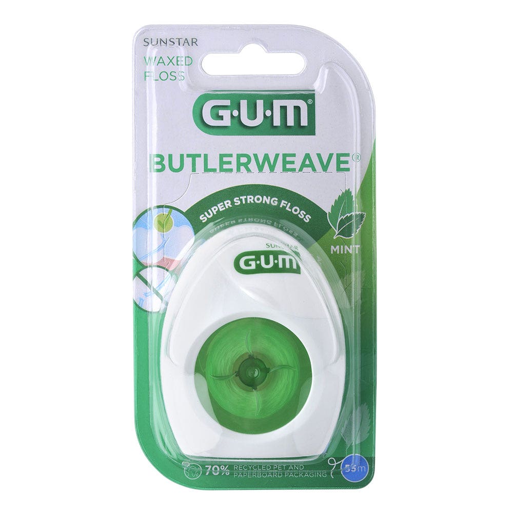 Gum Butlerweave Fil Dentaire Menthe Ciré 55m