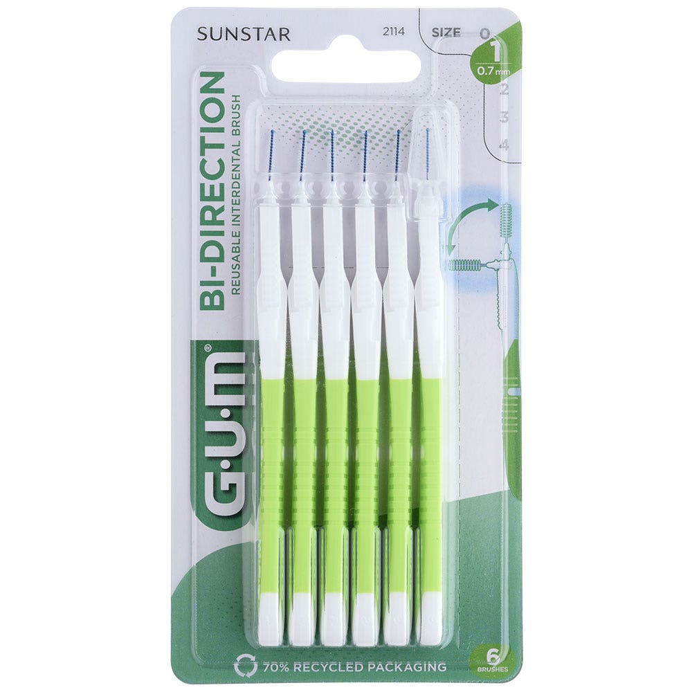 Gum Proxabrush Brossettes Interdentaires 0.7mm Bi-direction x6