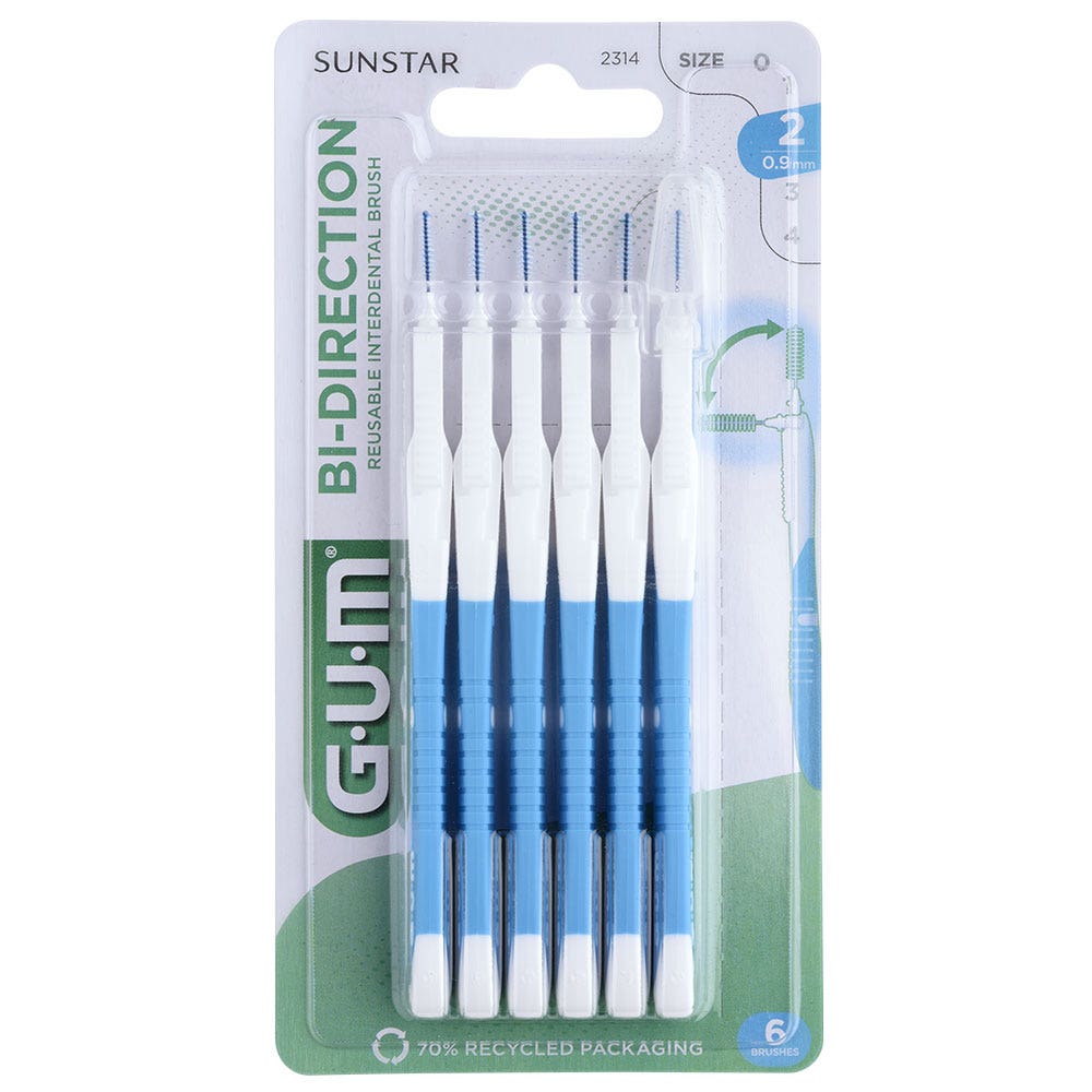 Gum Proxabrush Brossettes Interdentaires 0.9mm Bi-direction x6