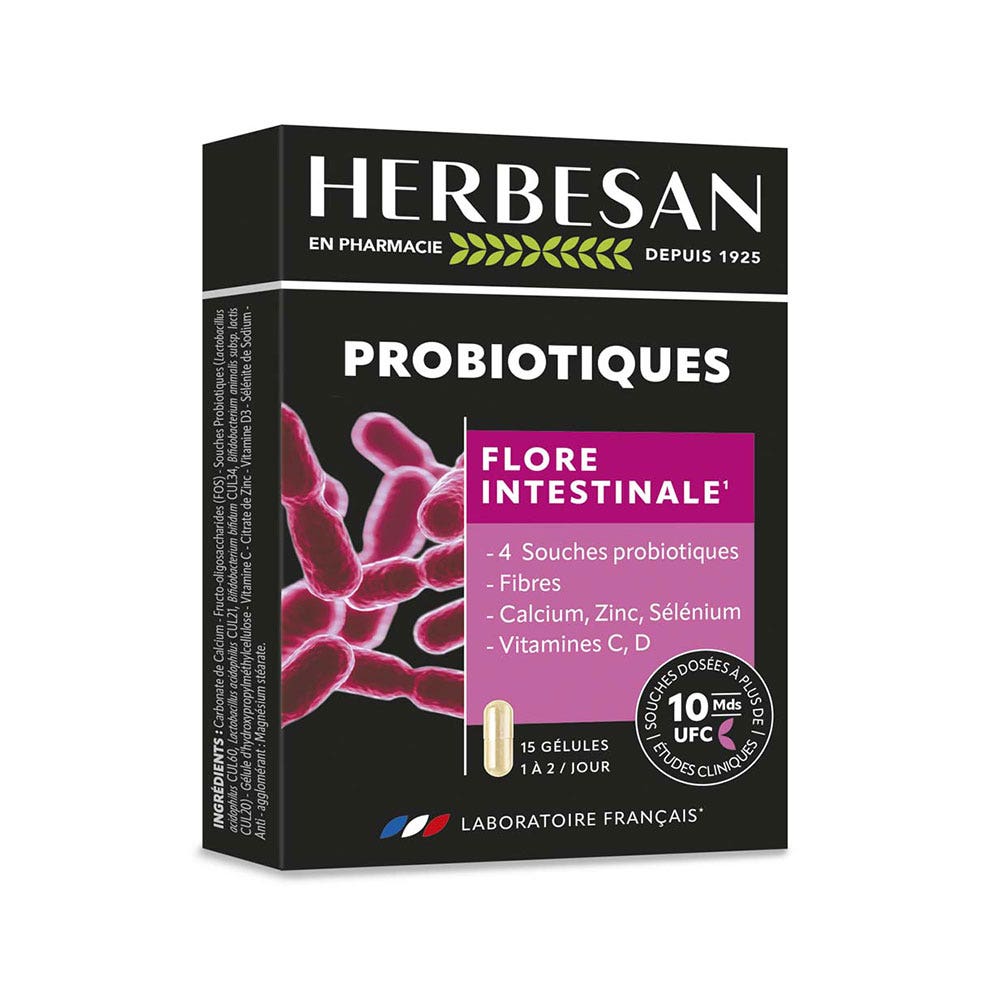Herbesan Probiotiques Flore Intestinale 15 Gélules