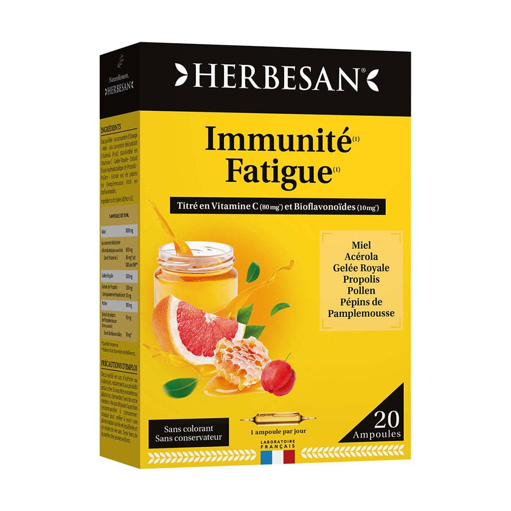 Herbesan Complexe Vitalité Immunité Fatigue 20 Ampoules