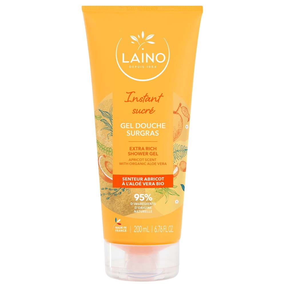 Laino Gel Douche Sugras Hydratant A L'aloe Vera Bio Abricot 200ml