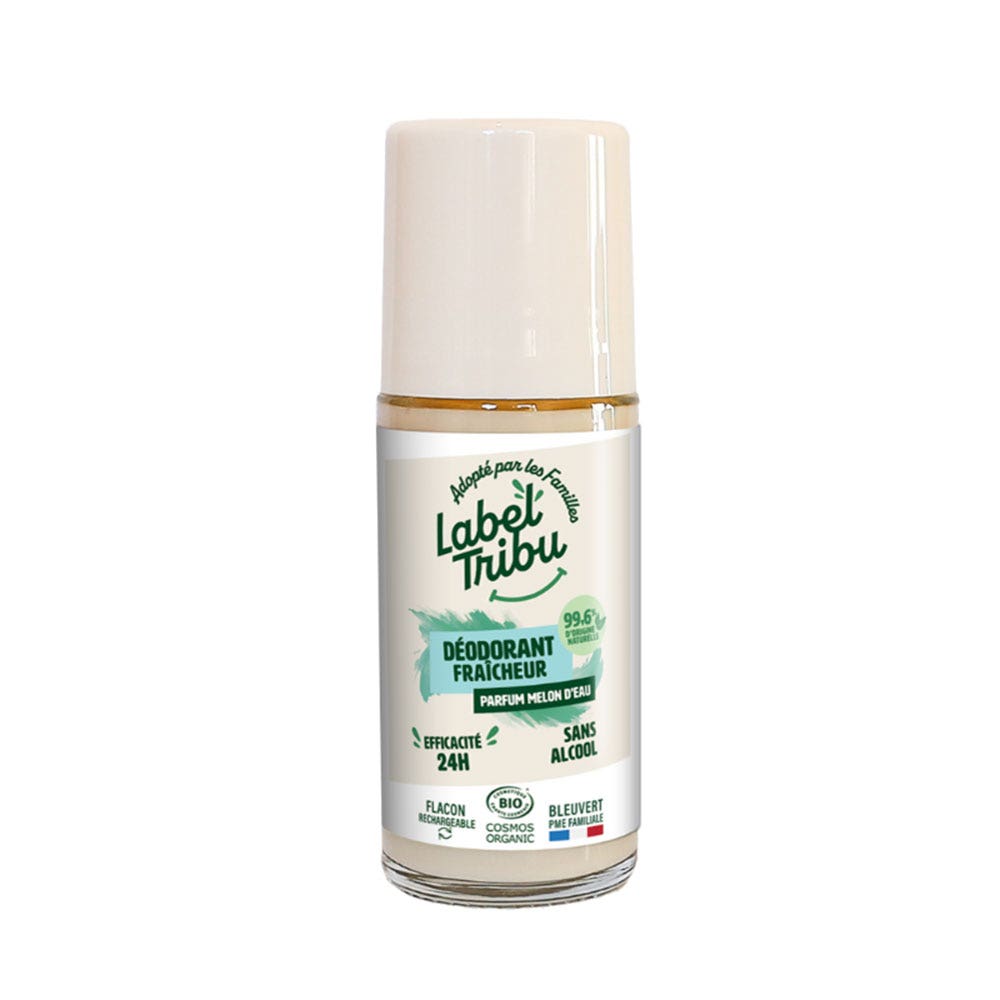 Label Tribu Déodorant Fraîcheur Roll On Rechargeable 24h Melon d'eau 50ml