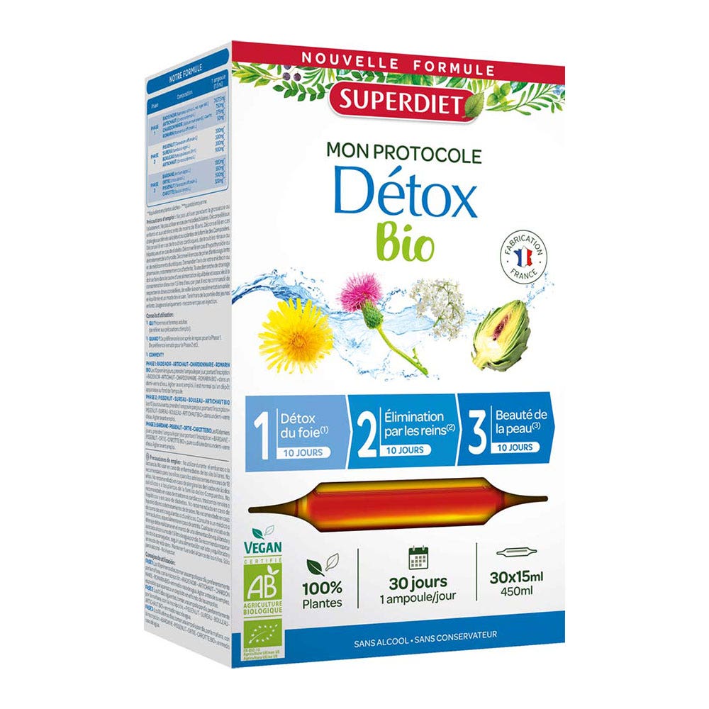 Superdiet Mon Protocole Détox Bio 30 Ampoules