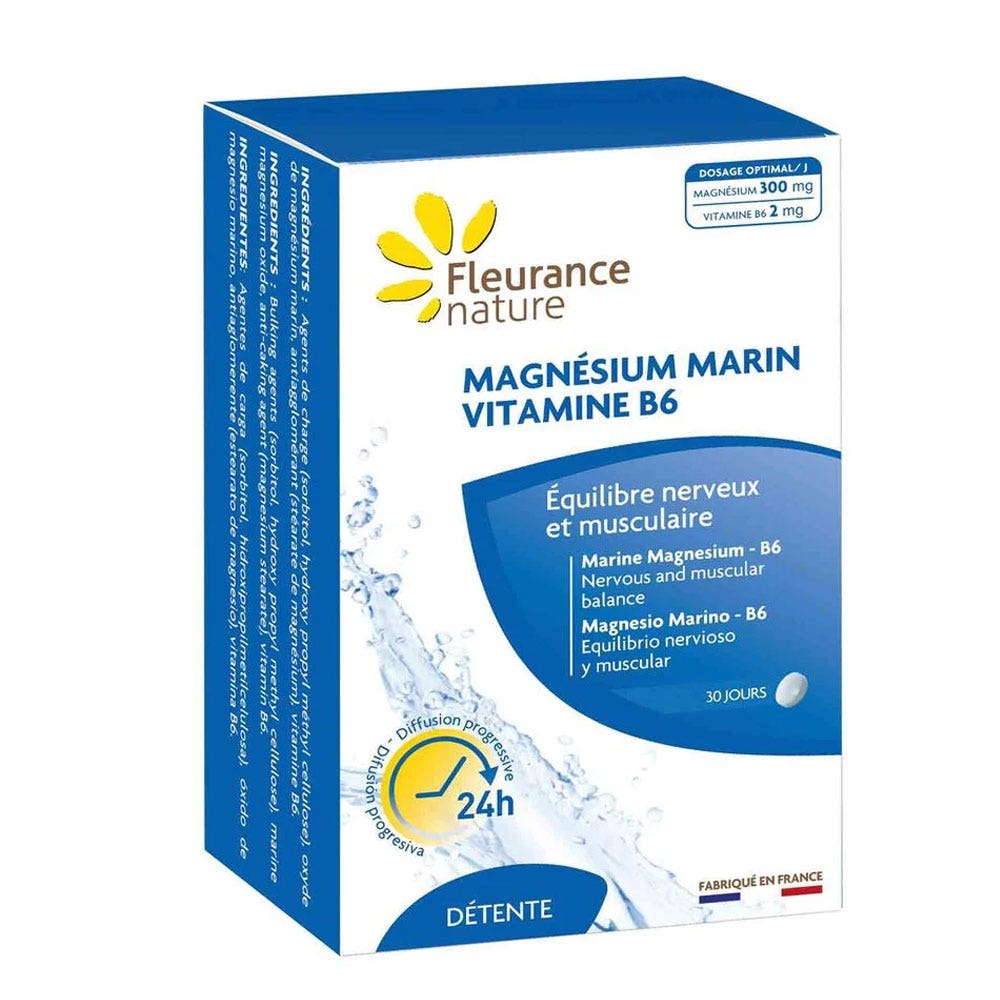 Fleurance Nature Magnésium marin et vitamine B6 Equilibre nerveux et musculaire 60 comprimés