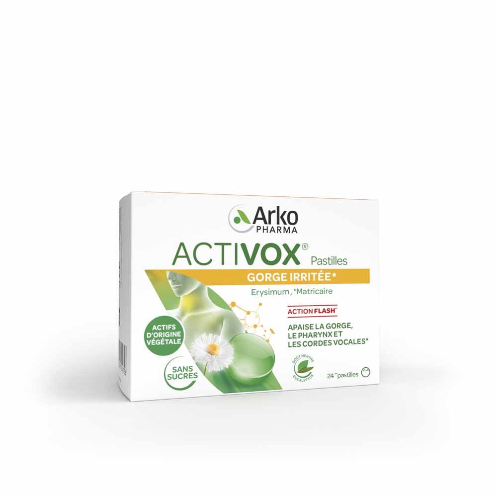 Arkopharma Activox Adoucit La Gorge Menthe et Eucalyptus 24 Pastilles