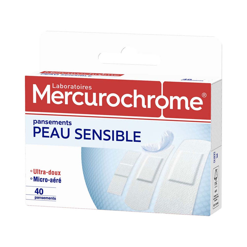 Mercurochrome Pansements Peau Sensibles X40